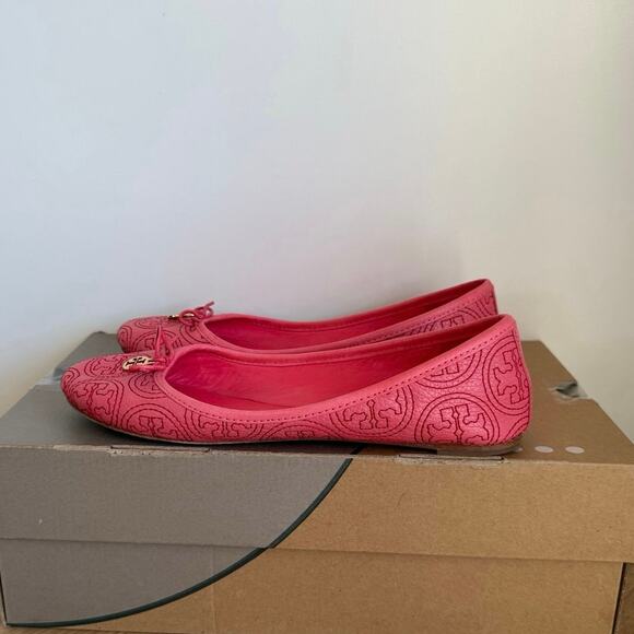 Tory Burch Chelsea Stitched Logo “Rose Petal Pink” Women Ballet Flats- SZ 7.5 - Picture 2 of 11